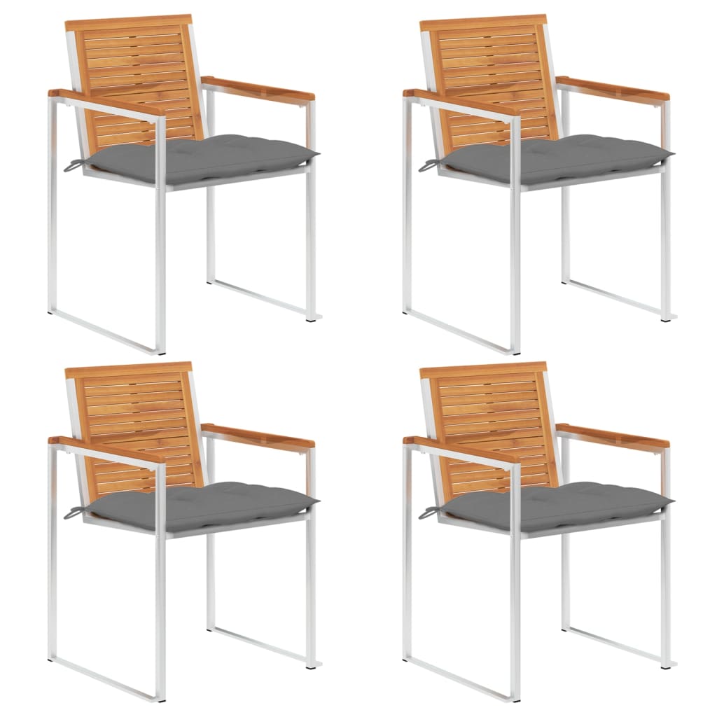 Cadeiras de jardim c/ almofadões 4 pcs madeira de acácia maciça
