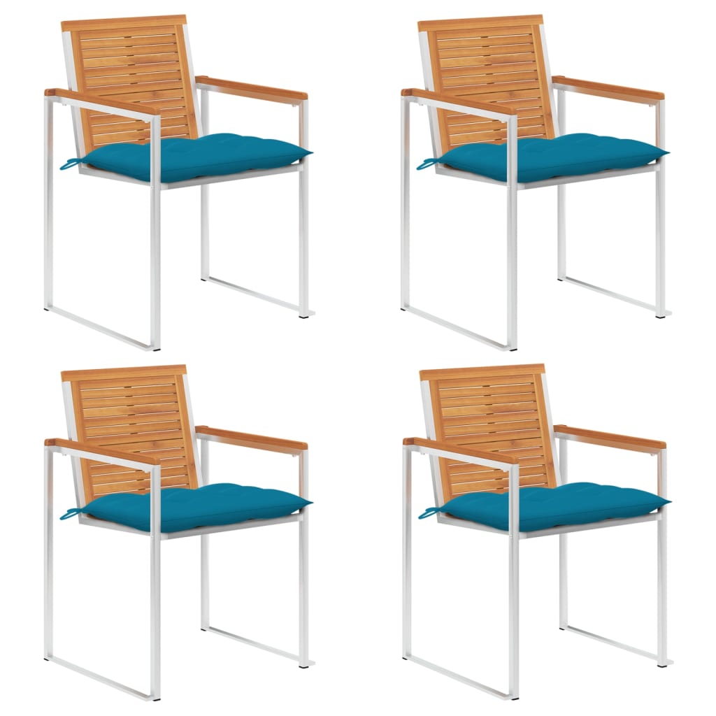Cadeiras de jardim c/ almofadões 4 pcs madeira de acácia maciça
