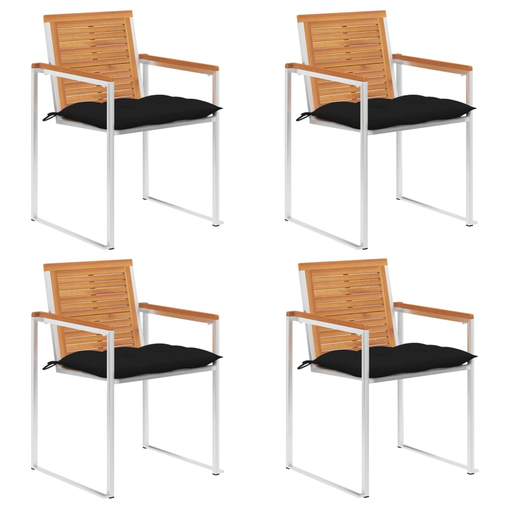 Cadeiras de jardim c/ almofadões 4 pcs madeira de acácia maciça