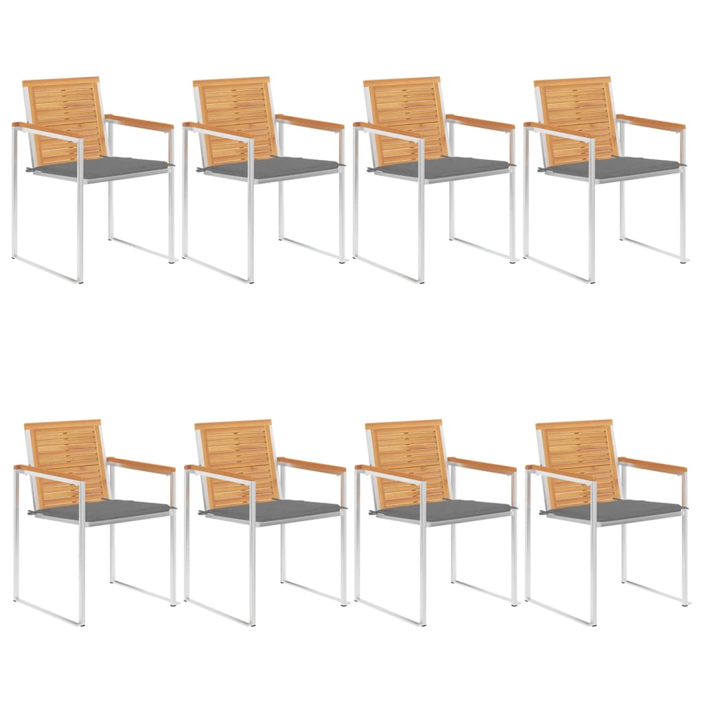 Cadeiras de jardim 8 pcs c/ almofadões madeira de teca maciça