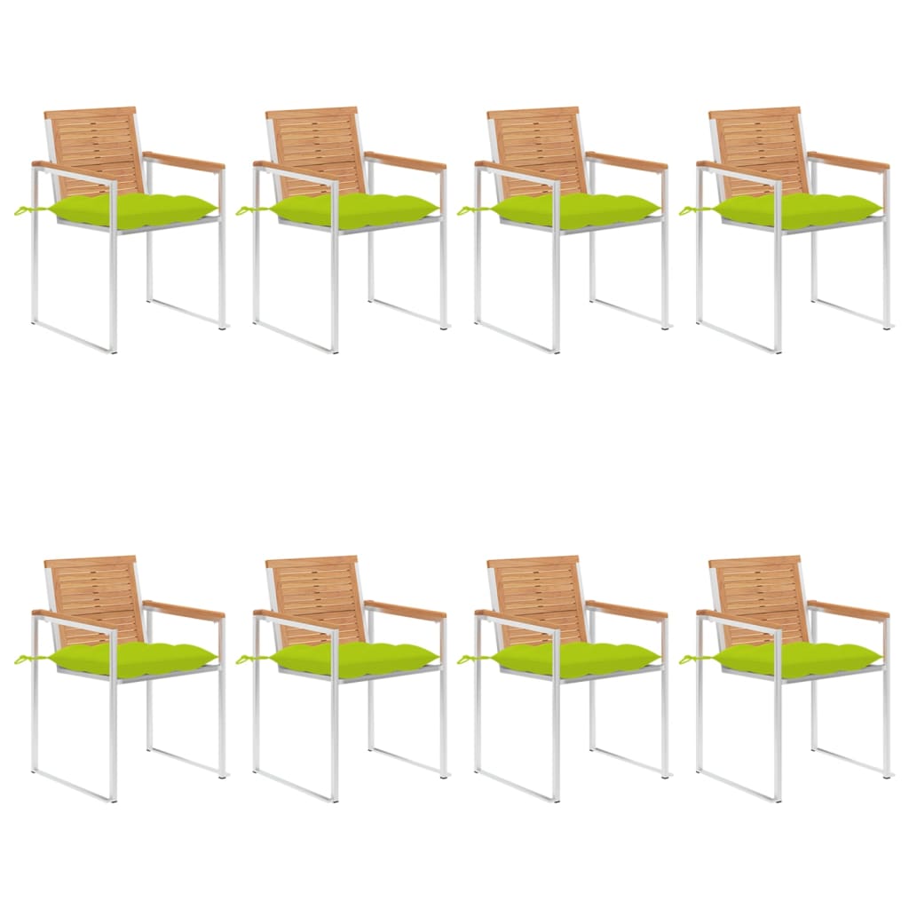 Cadeiras de jardim 8 pcs c/ almofadões madeira de teca maciça