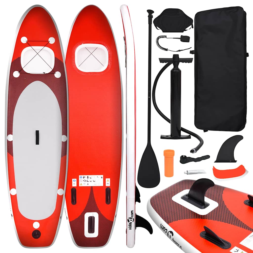 Conjunto prancha de paddle SUP insuflável 360x81x10 cm vermelho