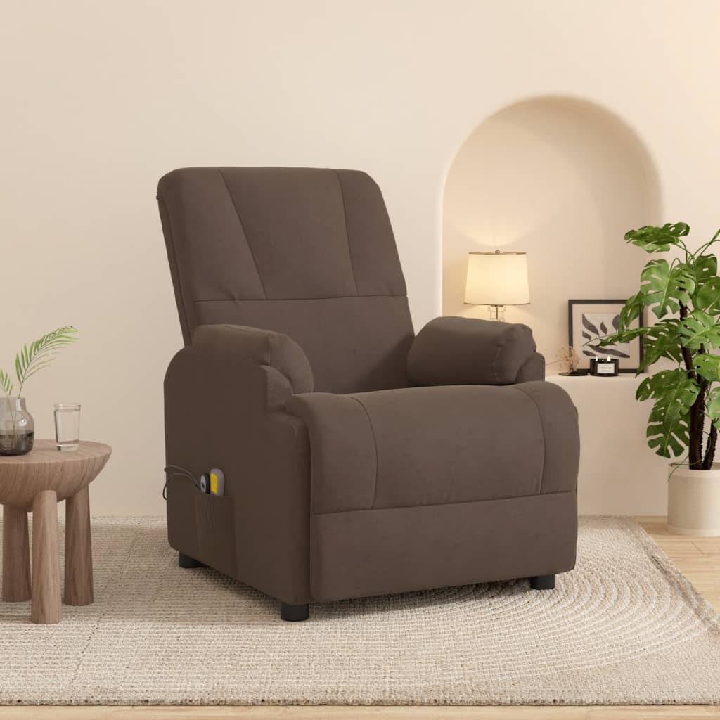 Poltrona de massagens elevatória camurça artificial castanho