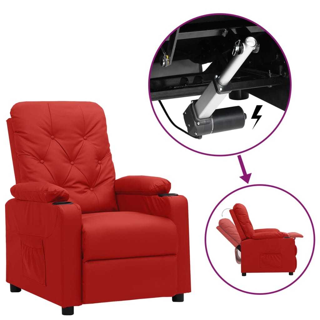 Poltrona elevatória couro artificial vermelho tinto