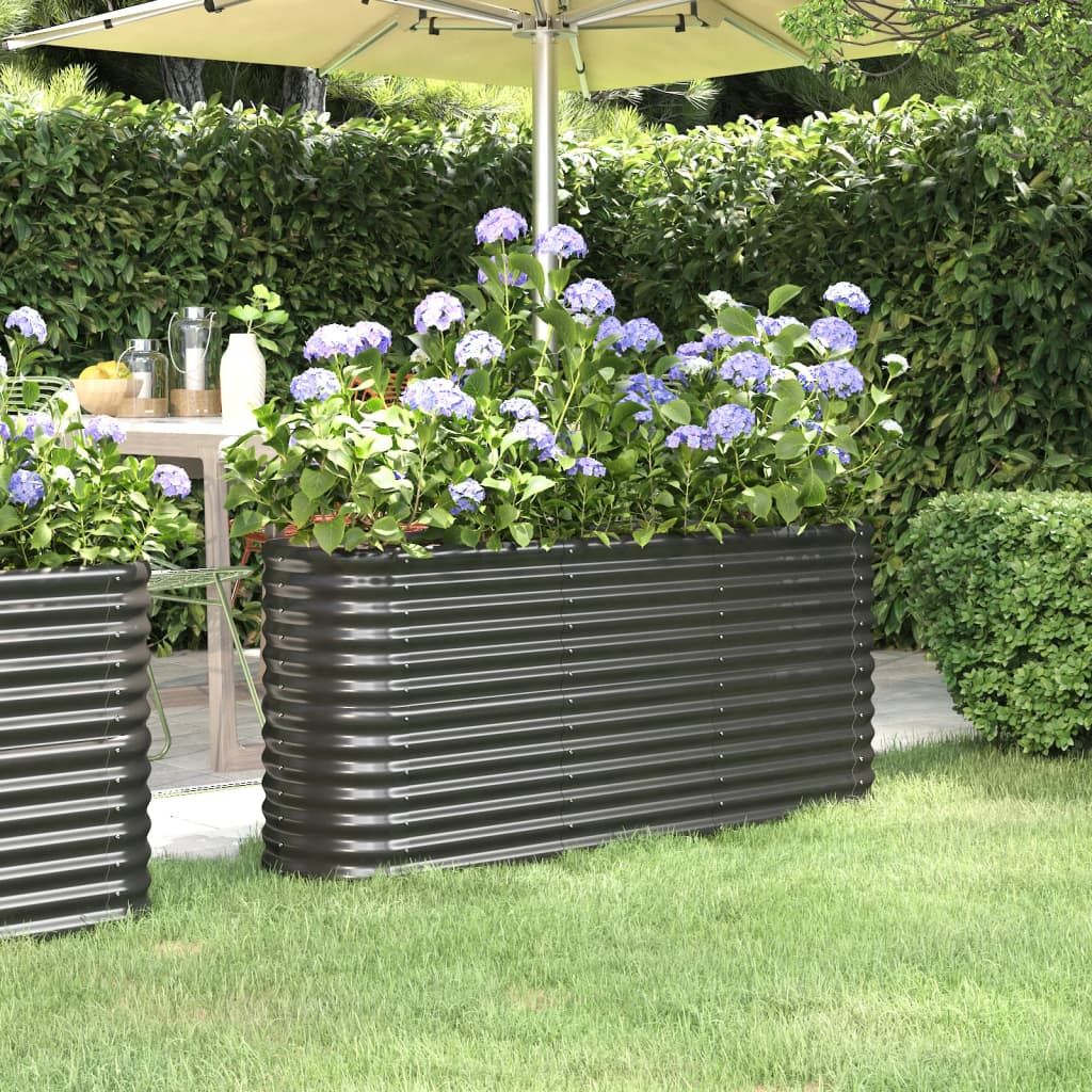Canteiro elevado jardim 152x40x68 aço galvanizado antracite