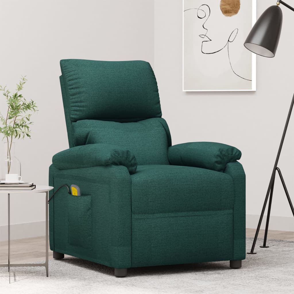 Poltrona de massagens tecido verde-escuro