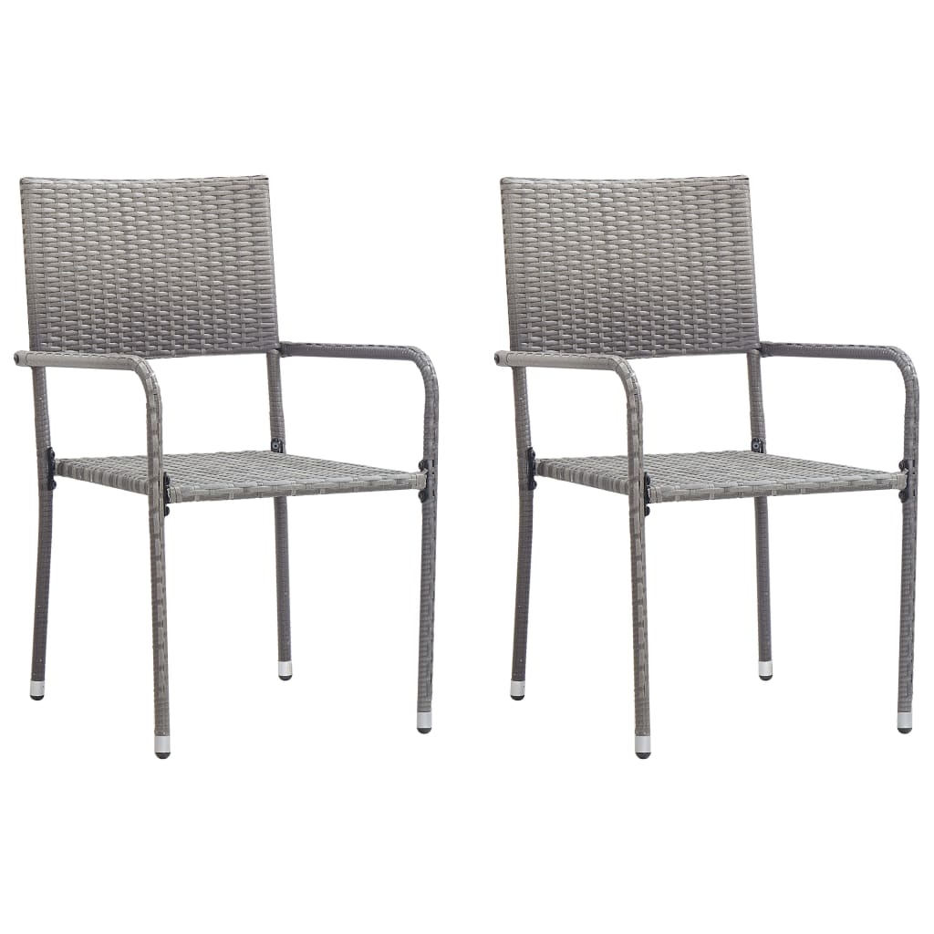 Cadeiras de jantar empilháveis para jardim 2 pcs vime PE cinza