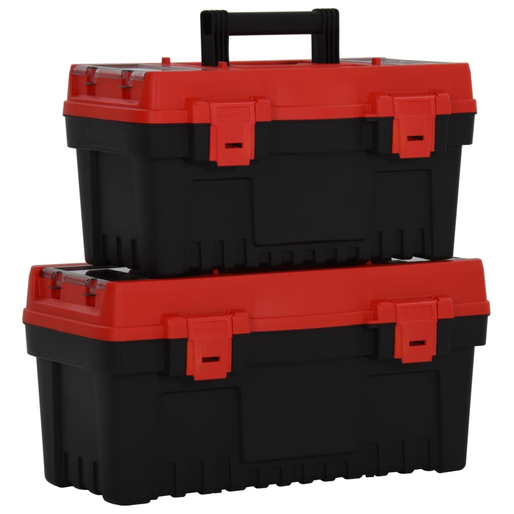 2 pcs conjunto de caixas de ferramentas PP preto/vermelho
