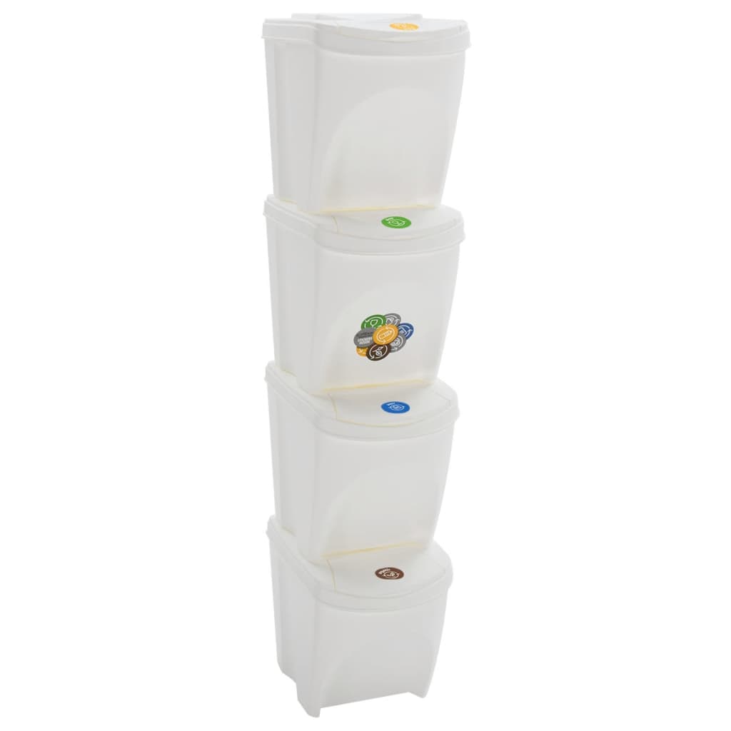Caixotes do lixo empilháveis 4 pcs 100 L polipropileno branco