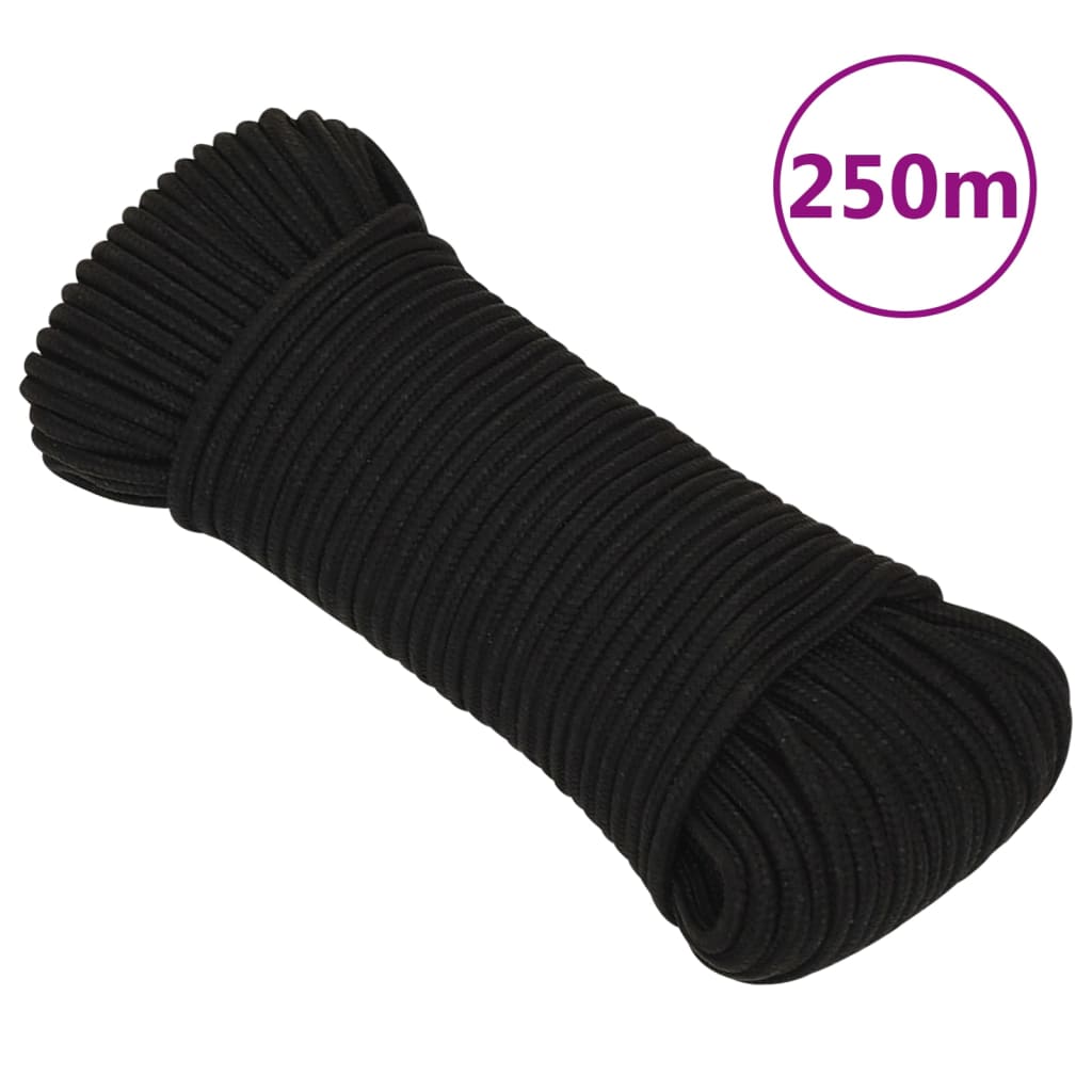 Corda de trabalho 3 mm 250 m poliéster preto