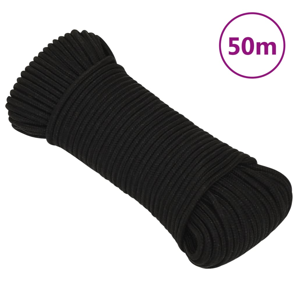 Corda de trabalho 4 mm 50 m poliéster preto