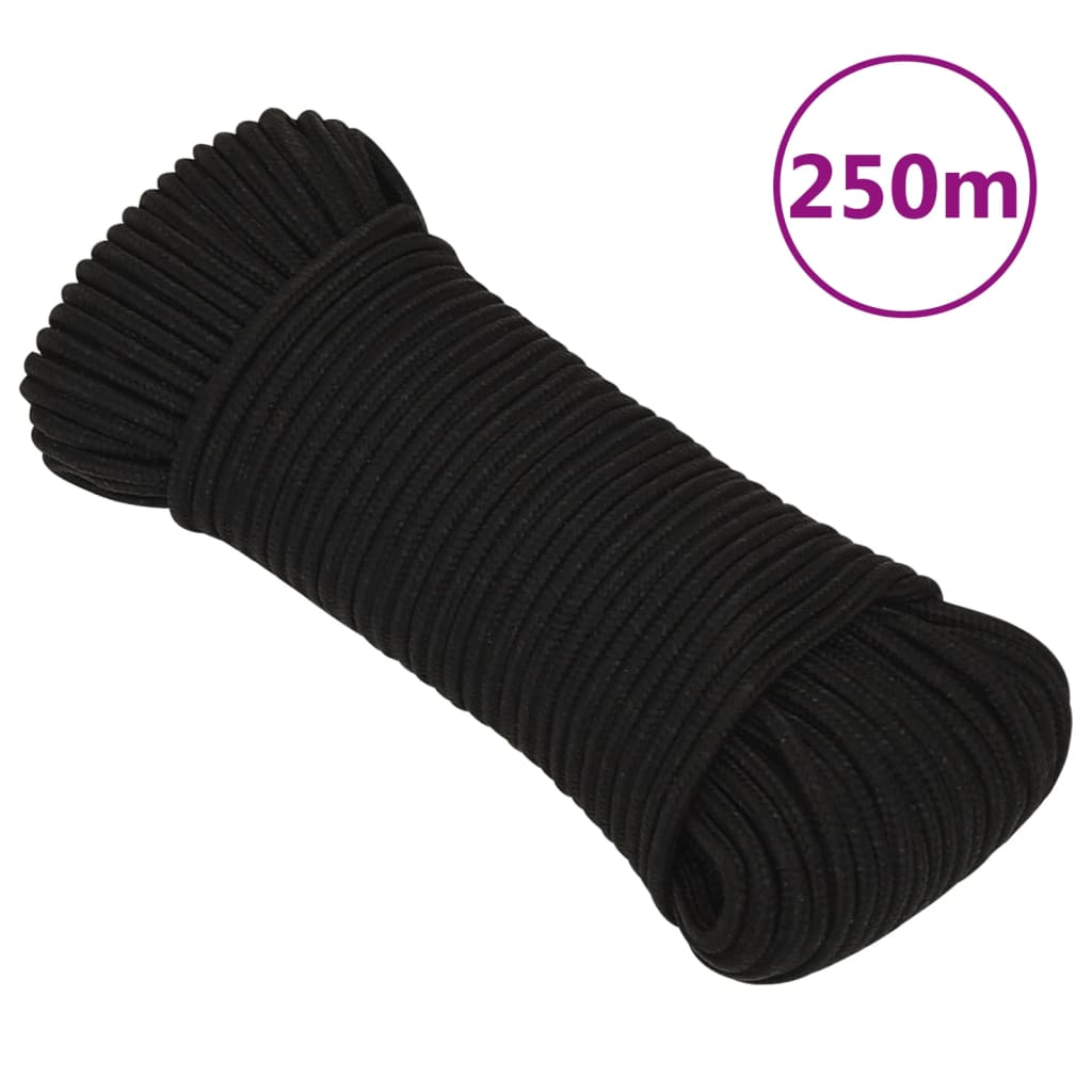 Corda de trabalho 4 mm 250 m poliéster preto