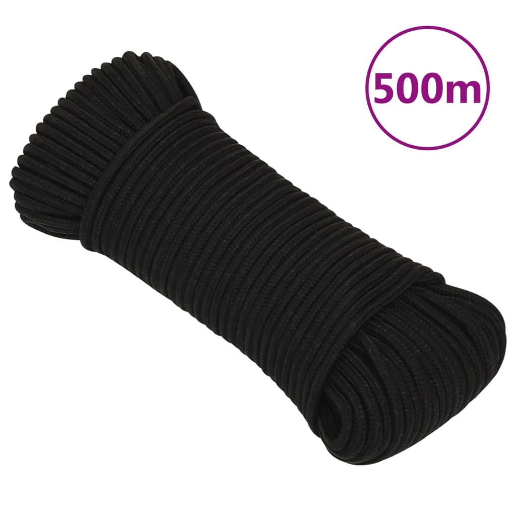 Corda de trabalho 5 mm 500 m poliéster preto
