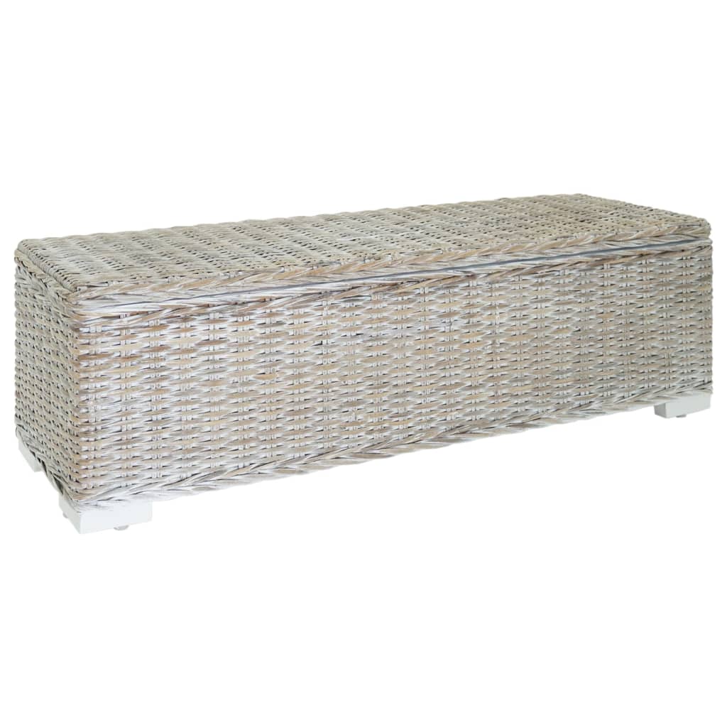 Caixa arrumação 110cm vime kubu natural/mogno maciça branco