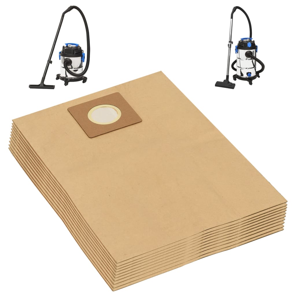 Sacos de papel para aspirador a seco e húmido 10 pcs castanho
