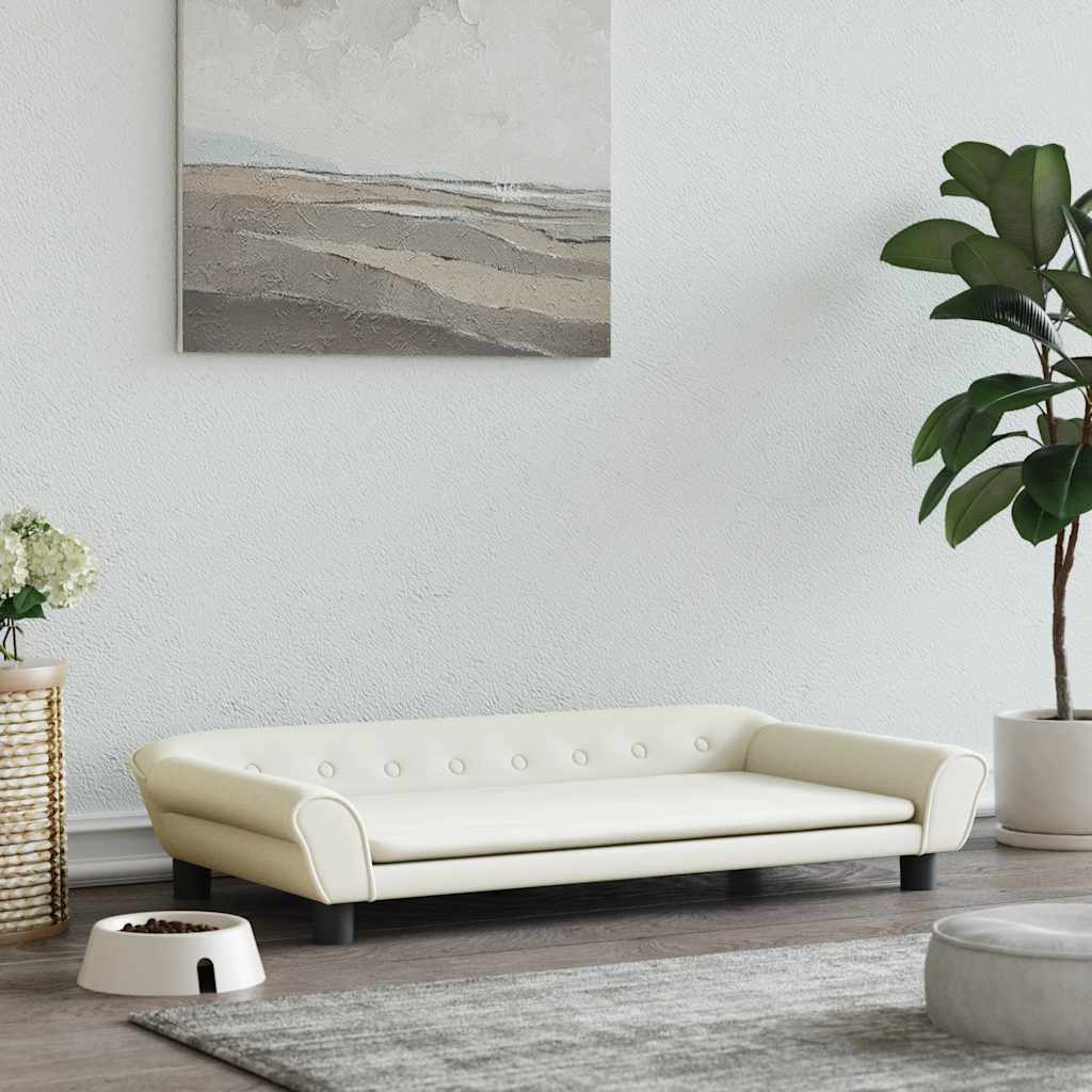 Cama para cães 100x50x21 cm veludo cor creme