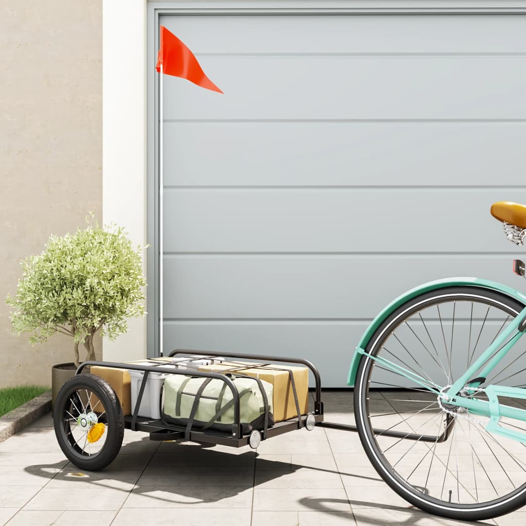 Reboque para bicicleta 122x53x31 cm ferro preto