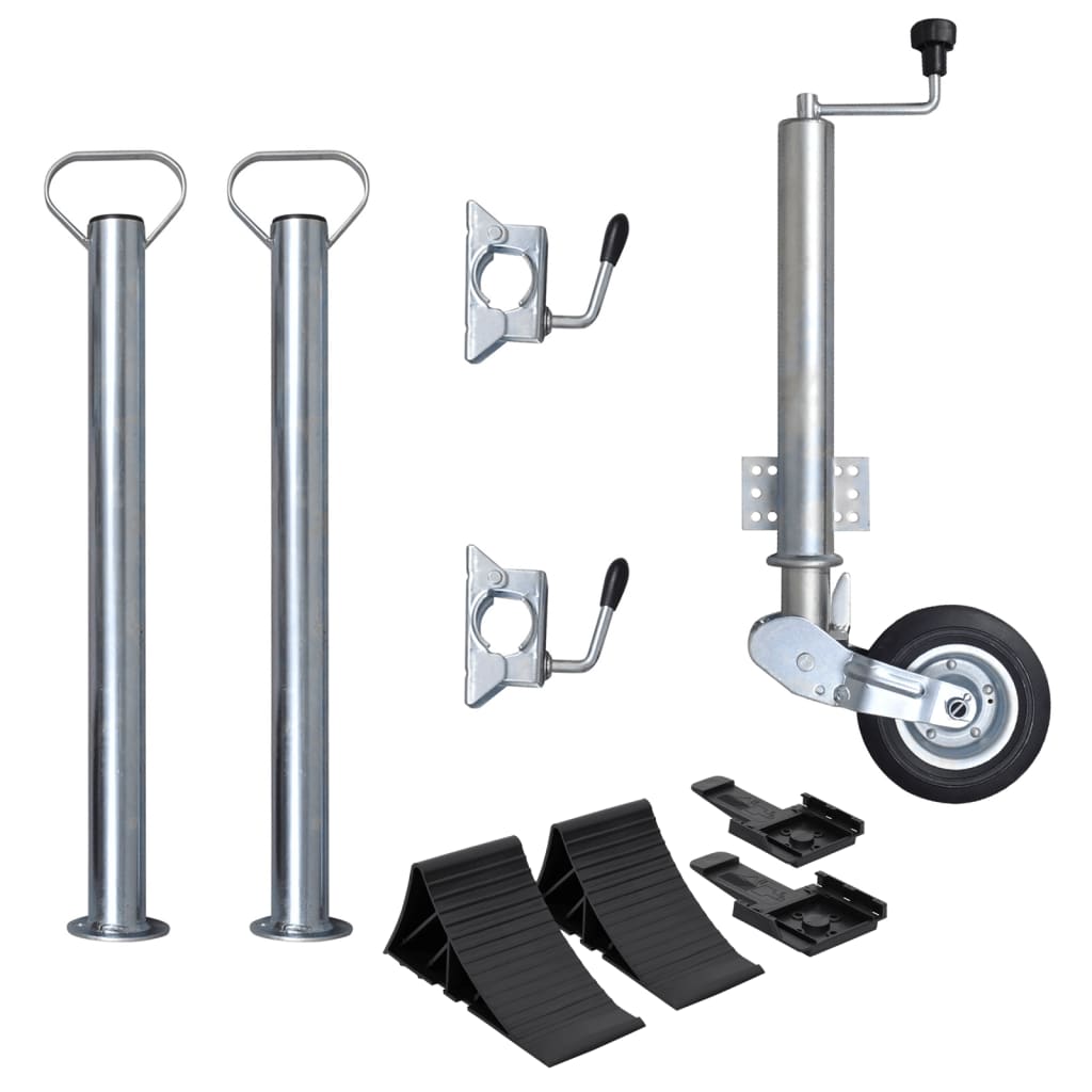 Roda jóquei reboque 2 tubos suporte/2 braçadeiras divisão 60mm