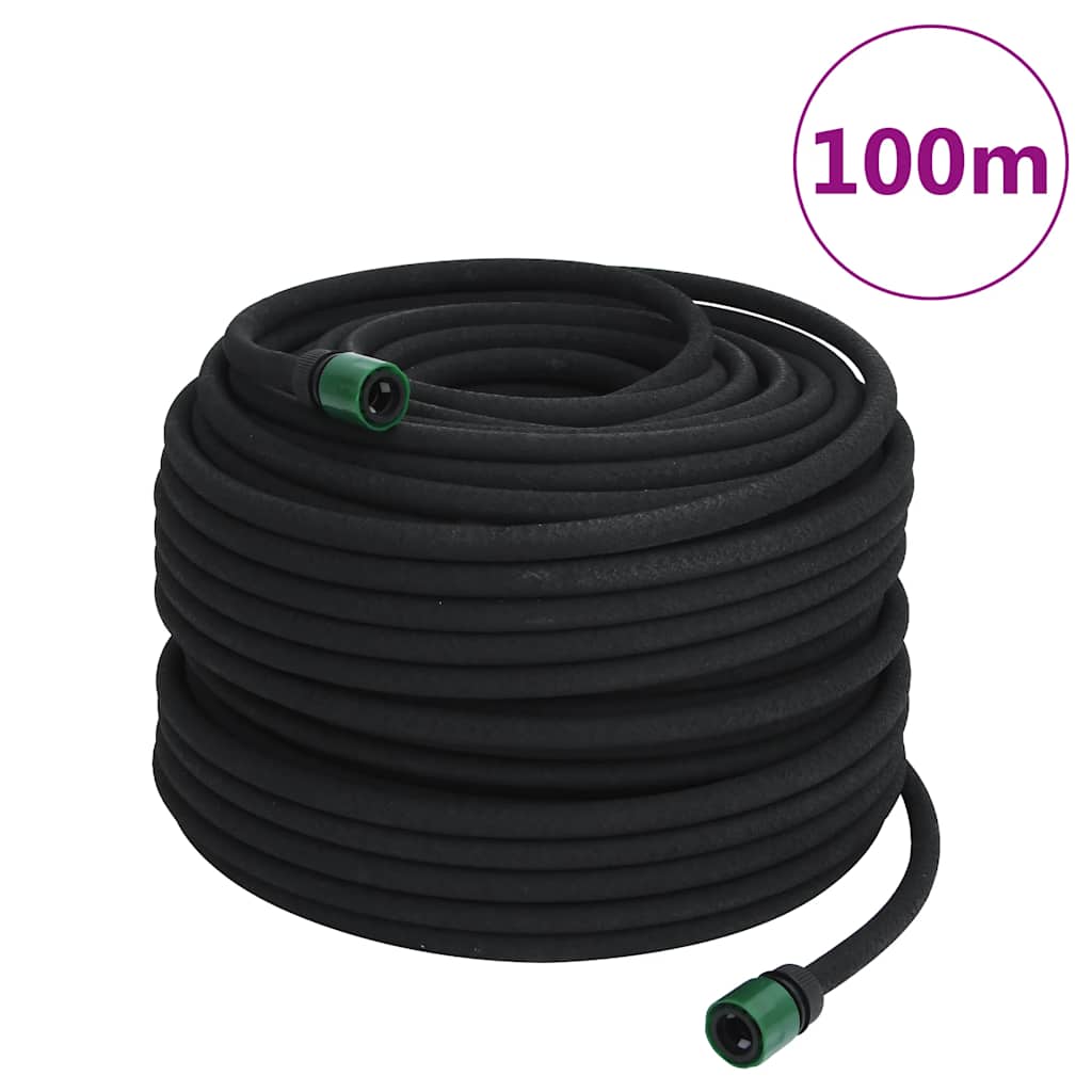 Mangueira para rega gota-a-gota de jardim 100 m borracha preto