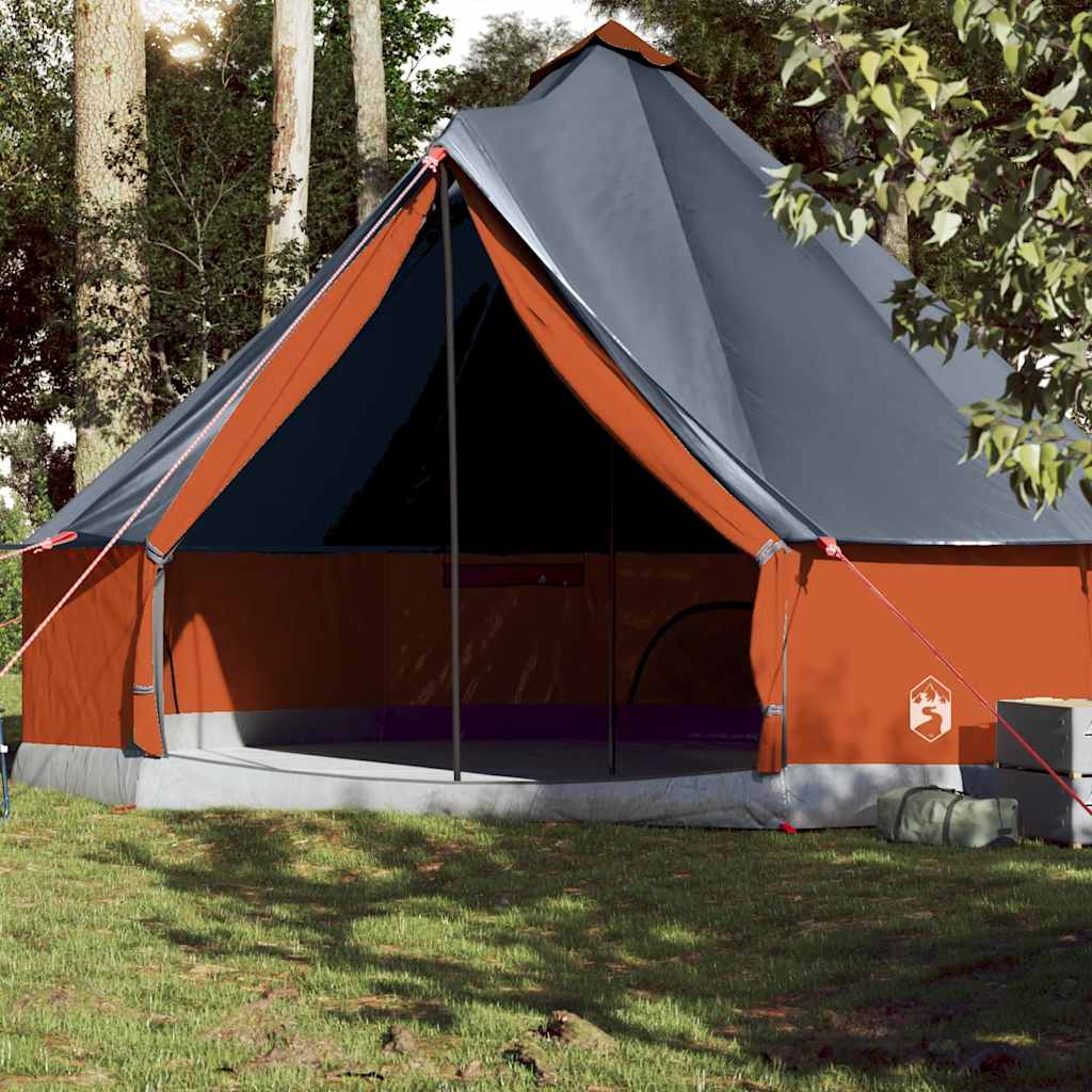 Tenda familiar tipi para 10 pessoas impermeável cinza/laranja