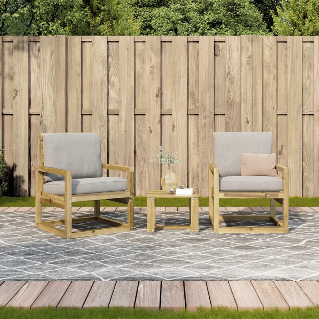 Conjunto de Jardim - 2 Poltronas e 1 Mesa - Madeira de Pinho Impregnada