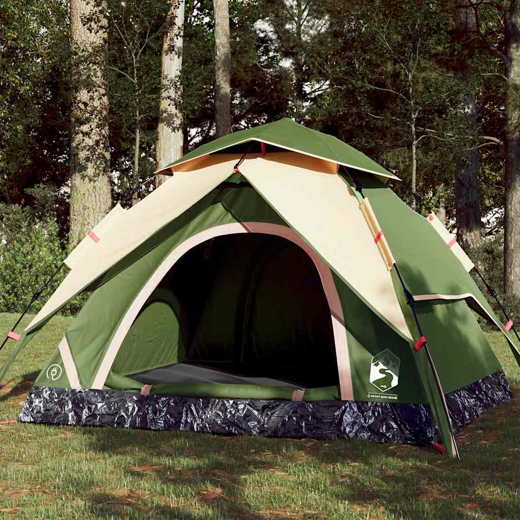 Tenda de campismo cúpula para 4 pessoas libertação rápida verde