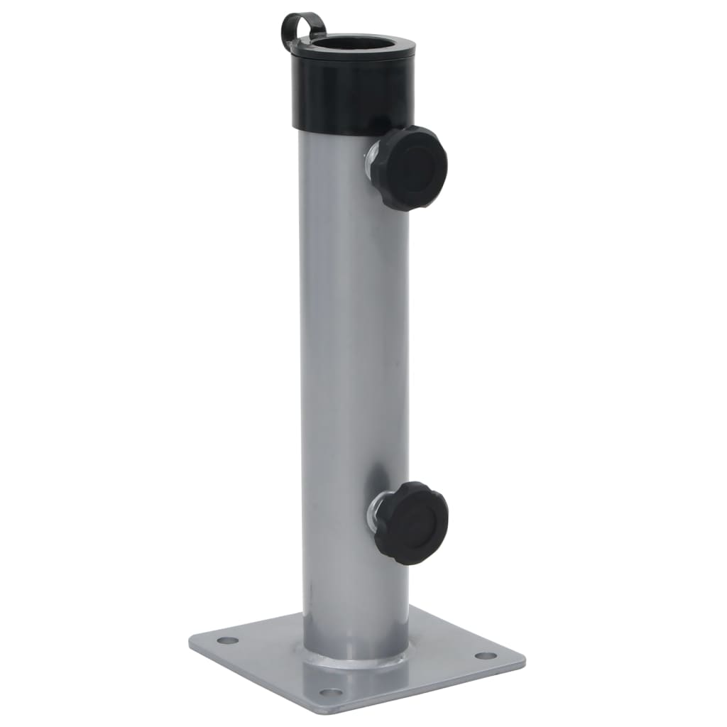 Base de guarda-sol para poste de Ø38/48 mm aço prateado