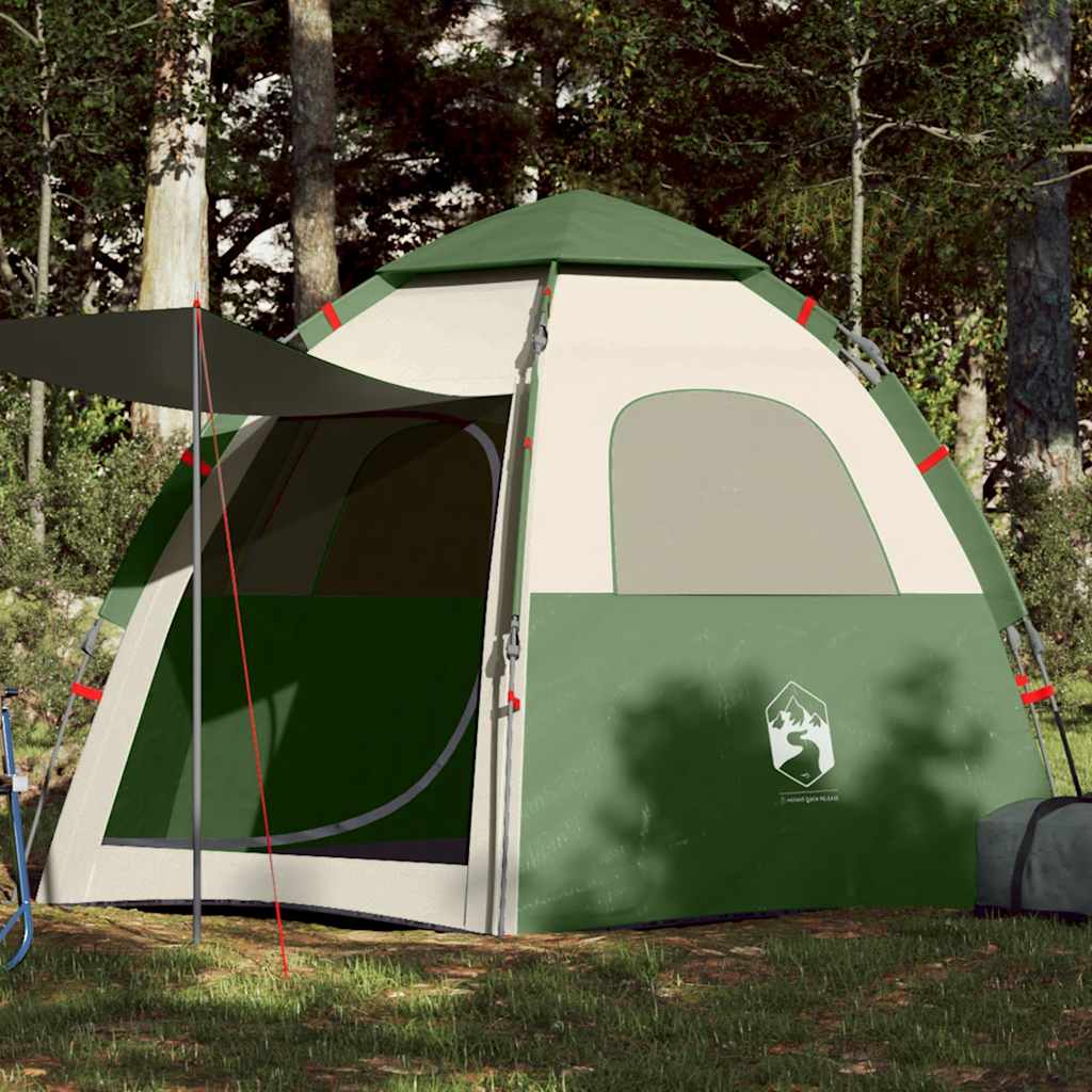 Tenda de campismo cabana para 4 pessoas libertação rápida verde