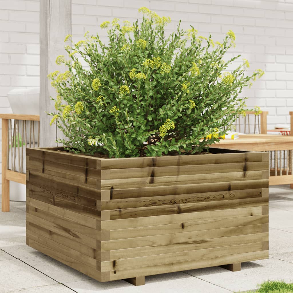 Vaso/floreira de jardim 80x80x49,5 cm madeira pinho impregnada