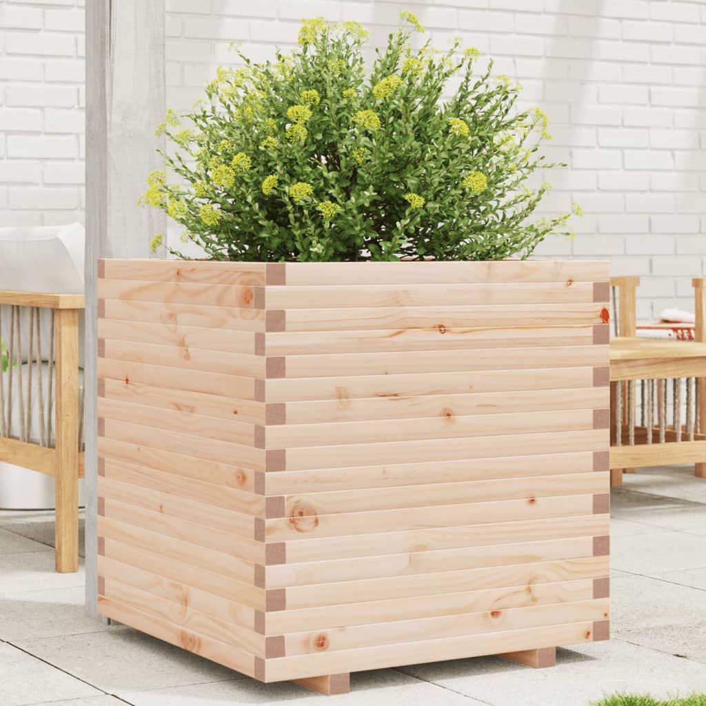 Vaso/floreira de jardim 70x70x72 cm madeira de pinho maciça