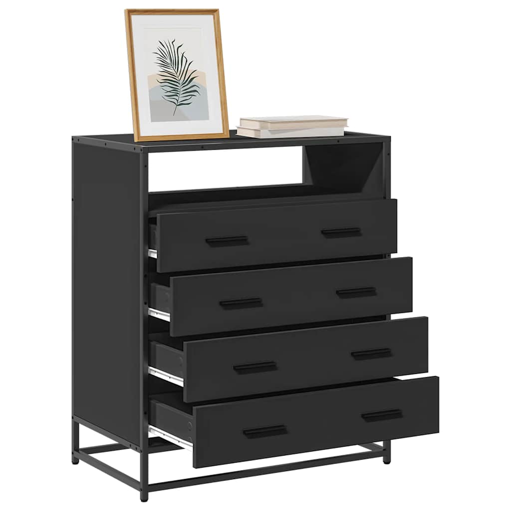 Cómoda com 4 Gavetas 70x41x83,5 cm deriv. madeira preto