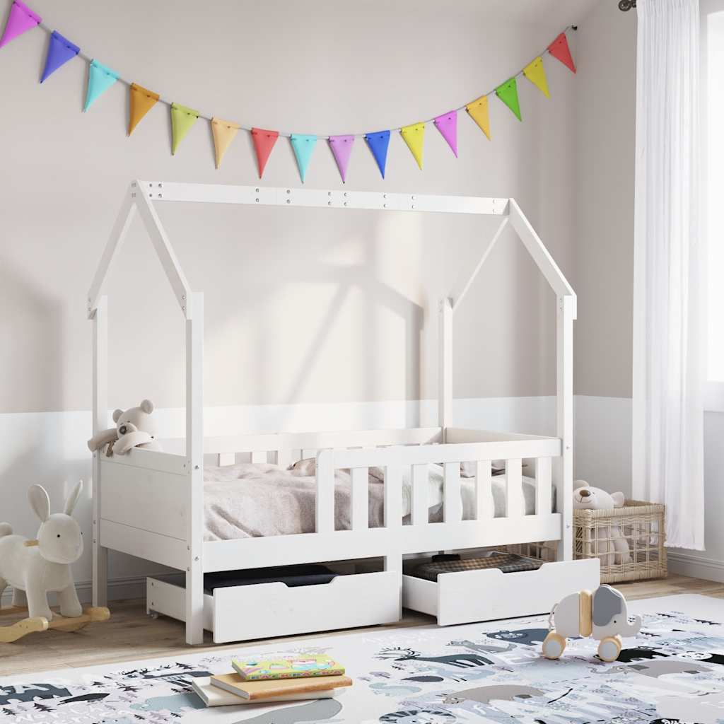 Estrutura de cama infantil c/ gavetas 80x170 cm pinho maciço