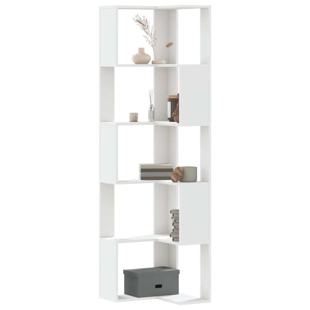 Estante canto 5 prateleiras 50x50x179 cm deriv. madeira branco