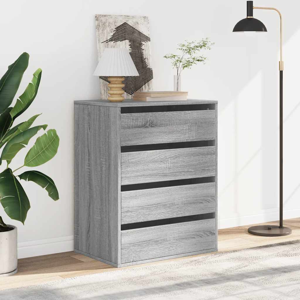 Cómoda com 4 Gavetas - 60x41x76 cm - derivados de madeira - cinzento sonoma