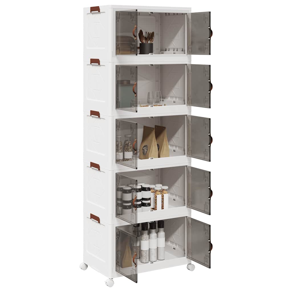 Caixa arrumação empilhável com rodas 5 níveis 75 L 64x40x179 cm