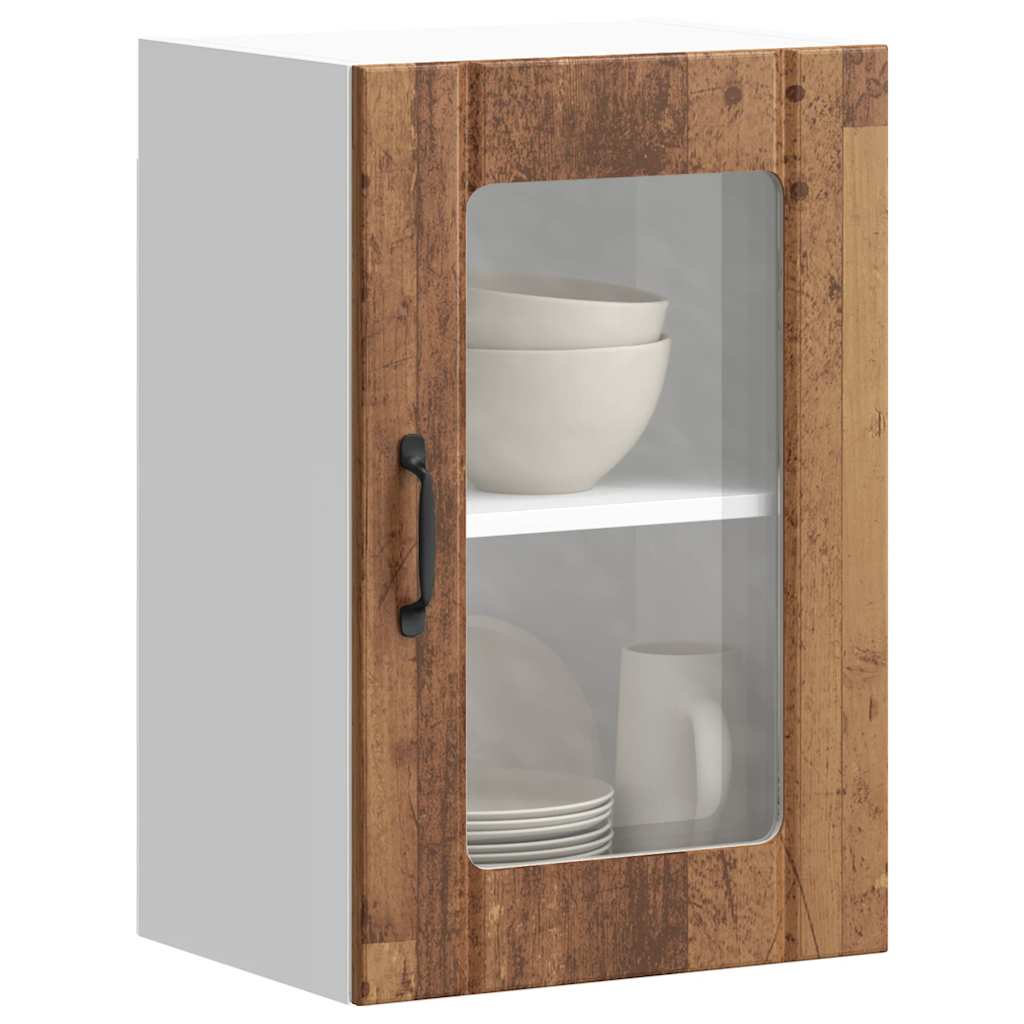 Armário de parede de cozinha porta vidro Lucca madeira velha