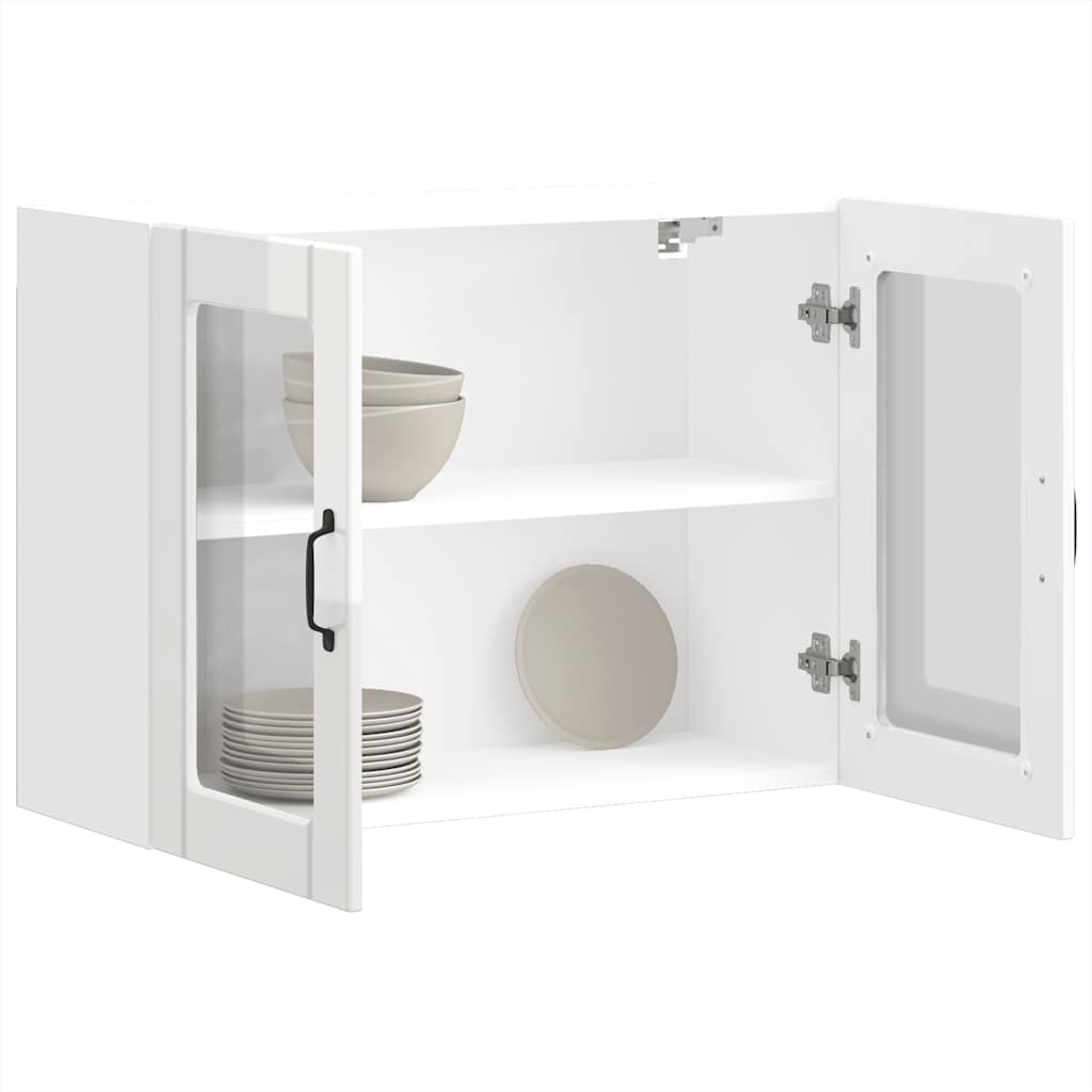 Armário parede de cozinha porta vidro Lucca branco brilhante