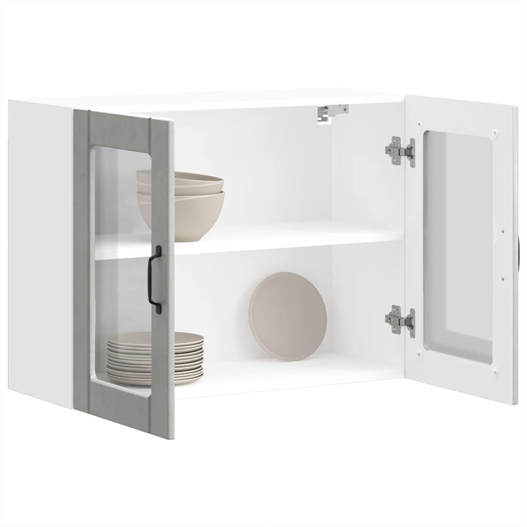 Armário de parede de cozinha porta vidro Lucca cinza cimento