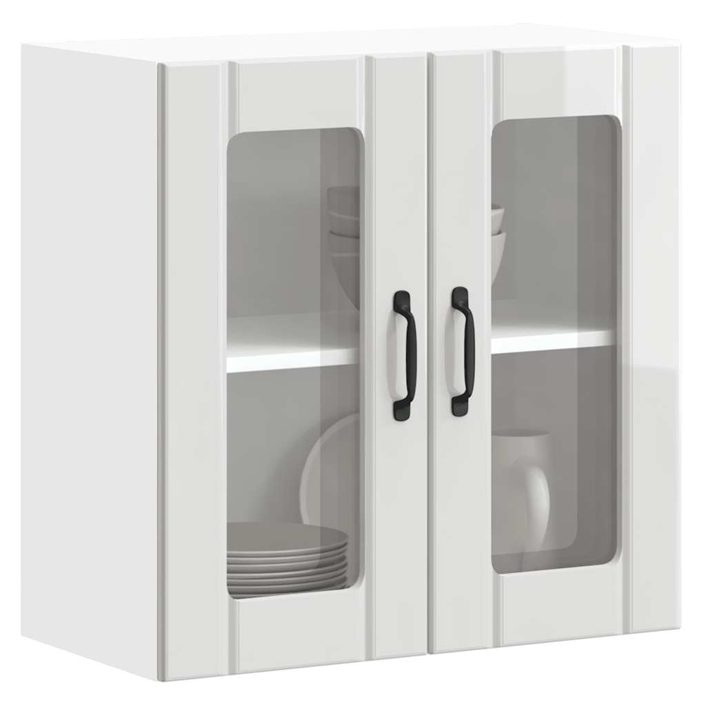 Armário parede de cozinha porta vidro Lucca branco brilhante