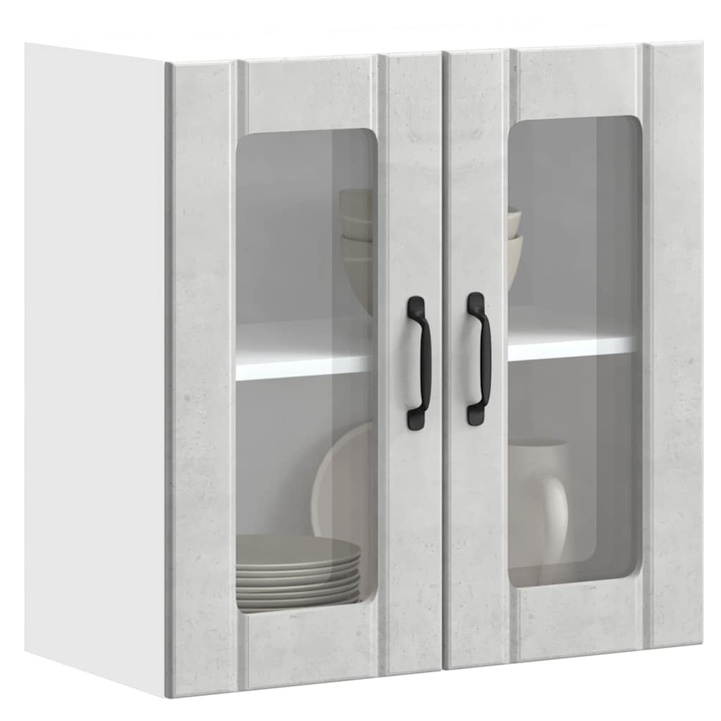 Armário de parede de cozinha porta vidro Lucca cinza cimento