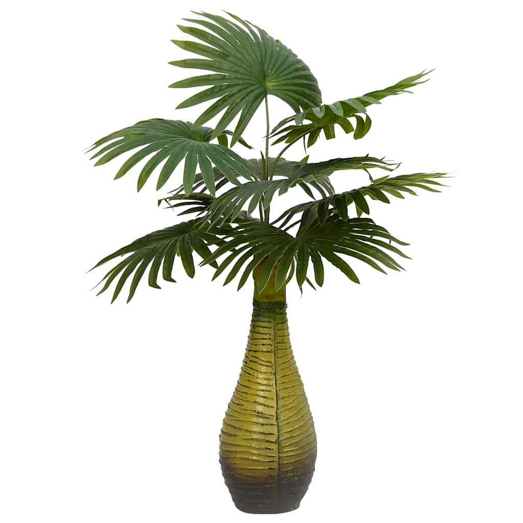 Planta de palmeira artificial 9 folhas 65 cm verde