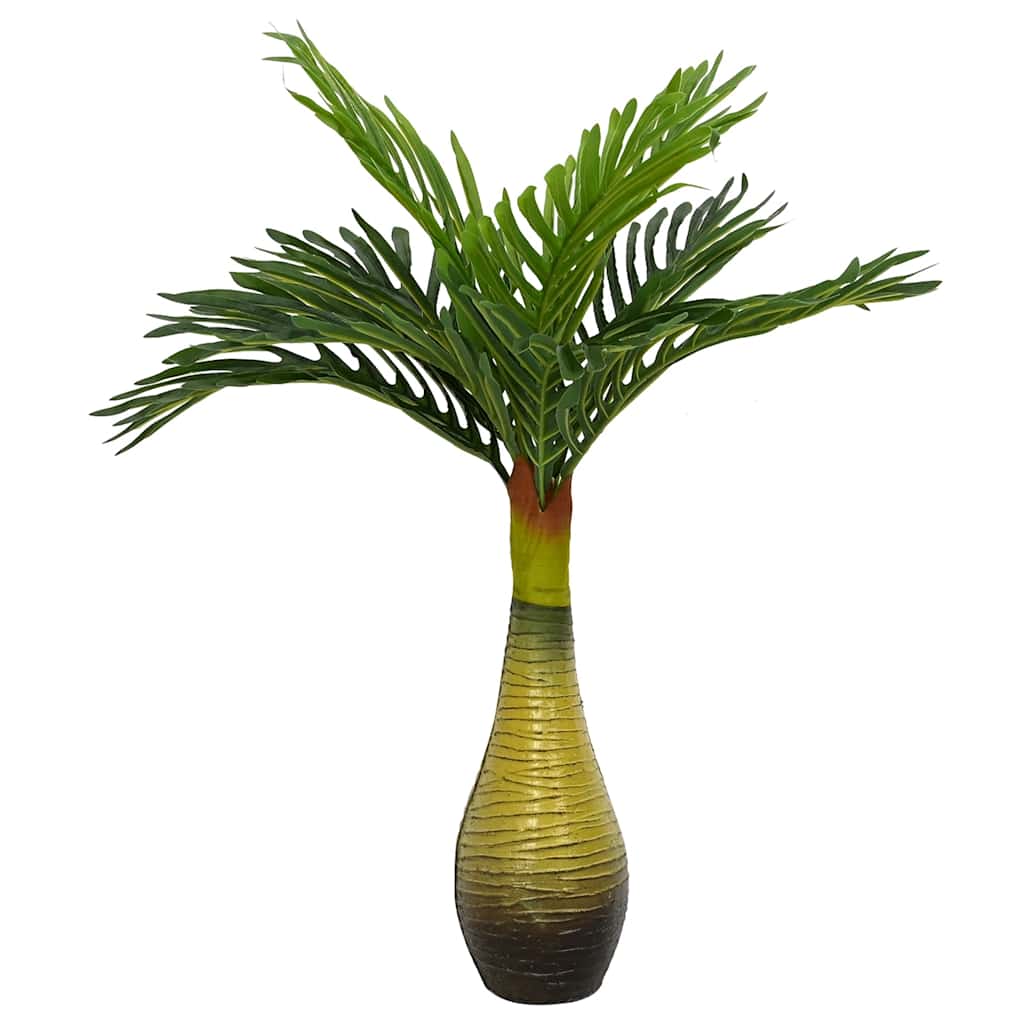 Planta de palmeira artificial 9 folhas 70 cm verde