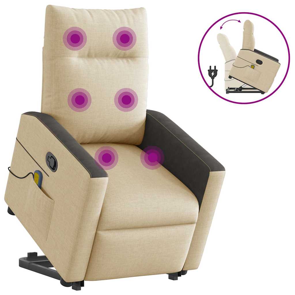 Poltrona elevatória de massagens tecido cor creme