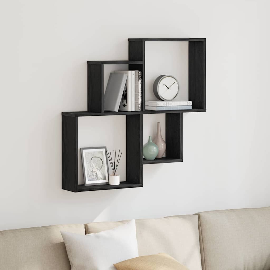 Prateleira Cubo de Parede Carvalho preto 80 x 15 x 78.5 cm