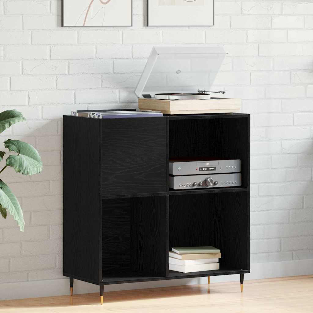 Armário para discos de vinil Carvalho preto 85 x 38 x 89 cm