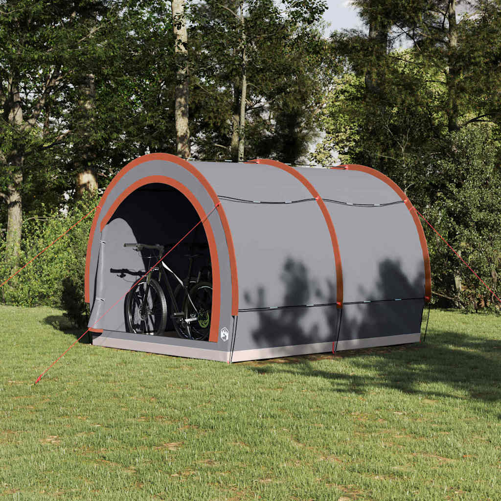 Tenda para arrumação de bicicletas com telhado Cinza e Laranja