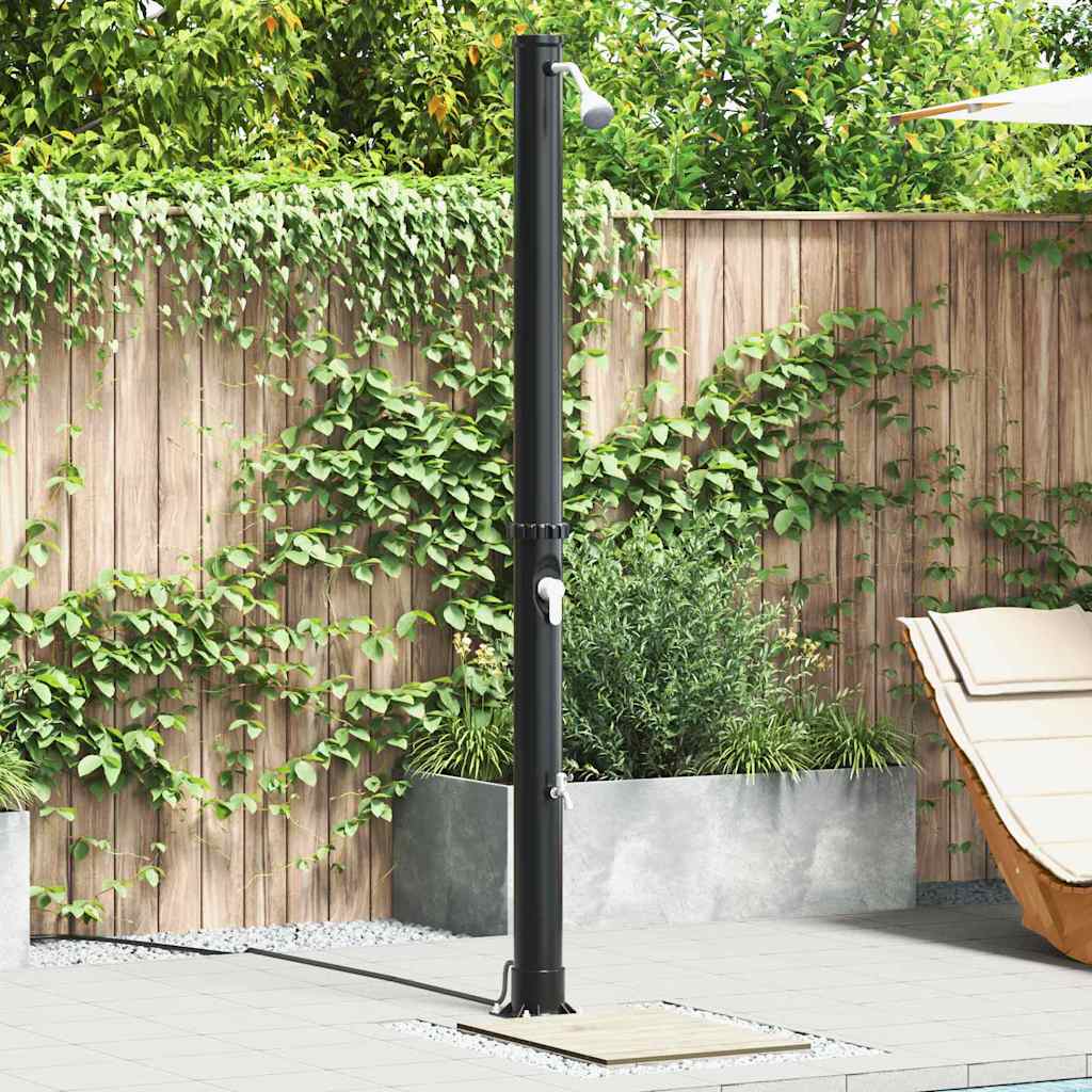 Chuveiro Solar para Exterior Preto 217 cm PVC, alumínio