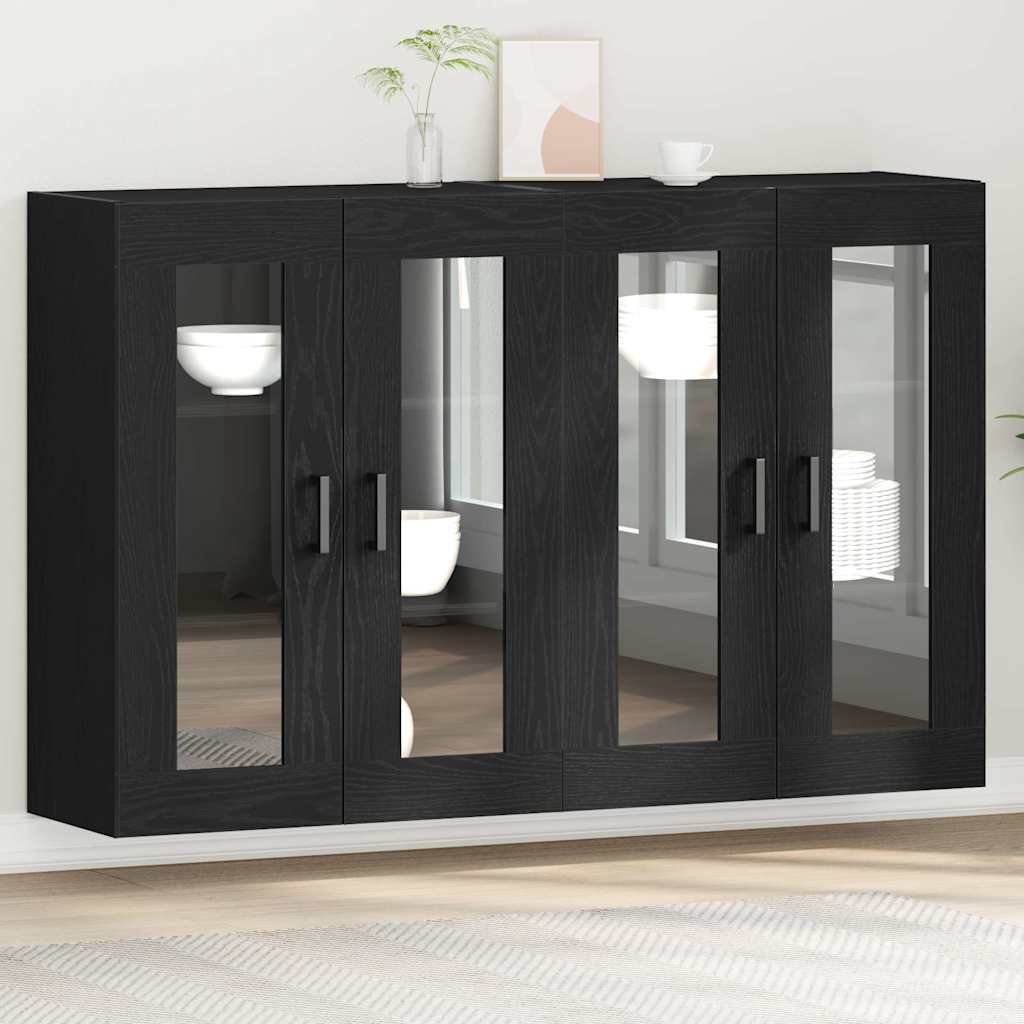 Armário de parede 2 pcs Carvalho preto 69.5 x 34 x 90 cm