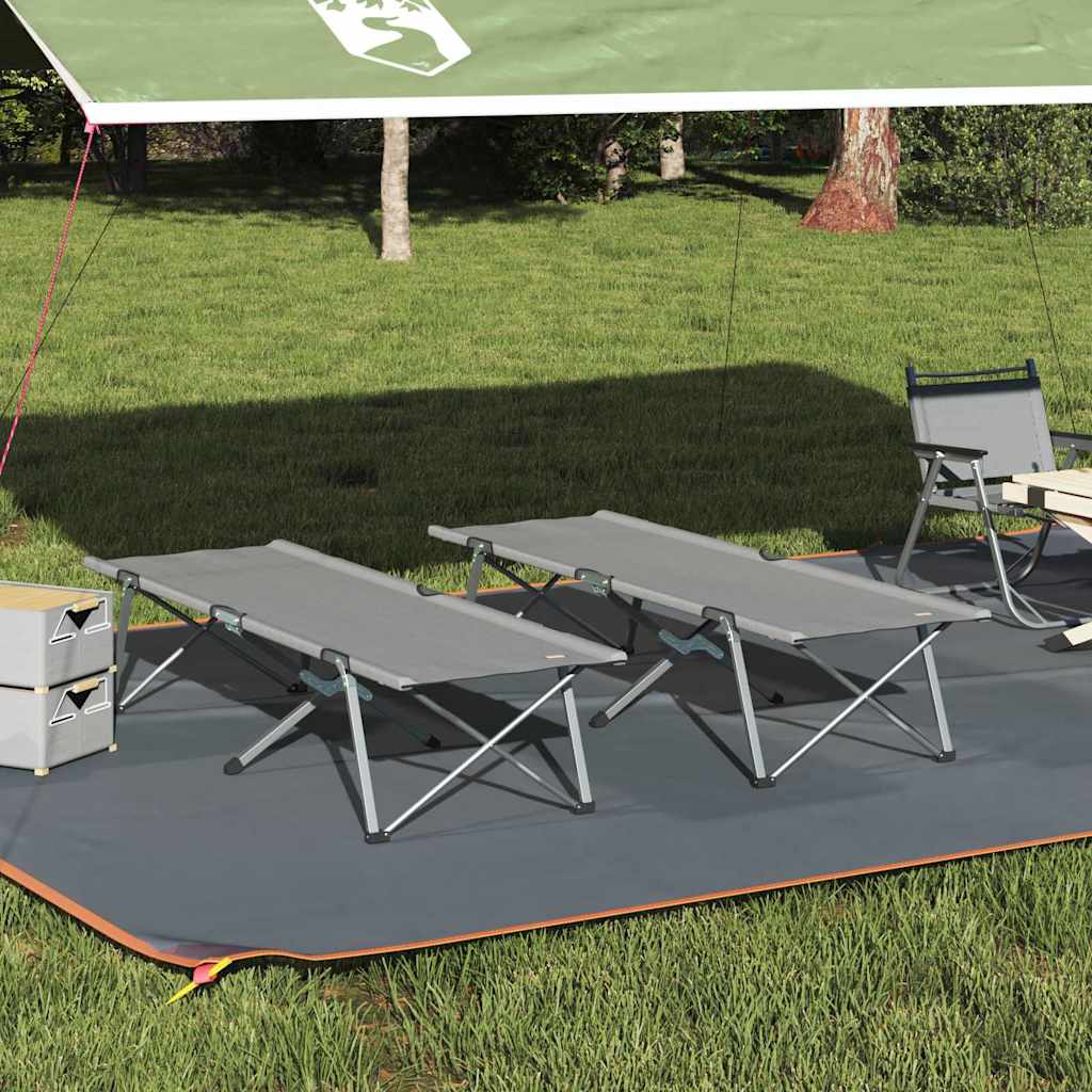 Cama de Camping Dobrável Manual 2 pcs Cinzeto 62 x 194 x 42 cm