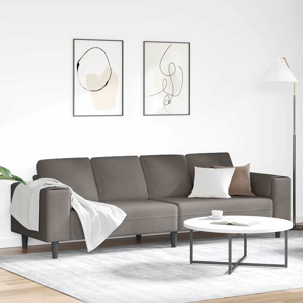 Sofá de Tecido Cinzento-claro 208 cm Tecido de veludo côtelé